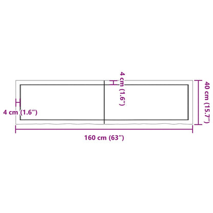 Wastafelblad 160x40x(2-4) cm behandeld massief hout lichtbruin