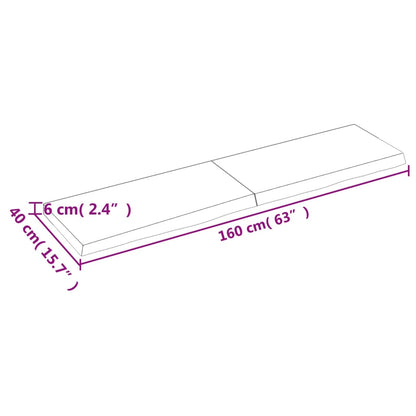 Wastafelblad 160x40x(2-6) cm behandeld massief hout lichtbruin