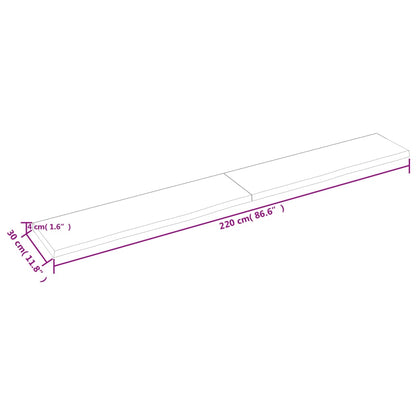 Wastafelblad 220x30x(2-4) cm behandeld massief hout lichtbruin