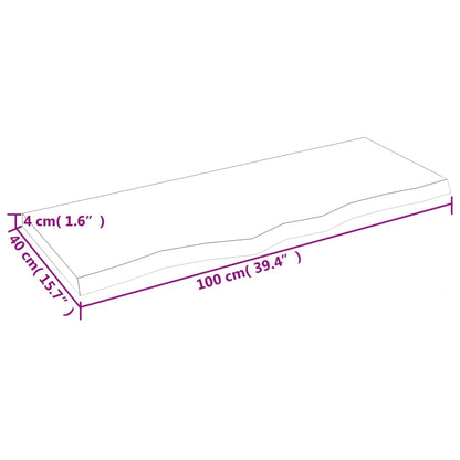 Wastafelblad 100x40x(2-4) cm behandeld massief hout donkerbruin