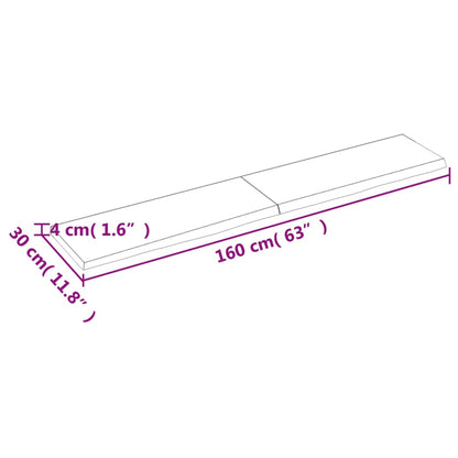 Wastafelblad 160x30x(2-4) cm behandeld massief hout donkerbruin