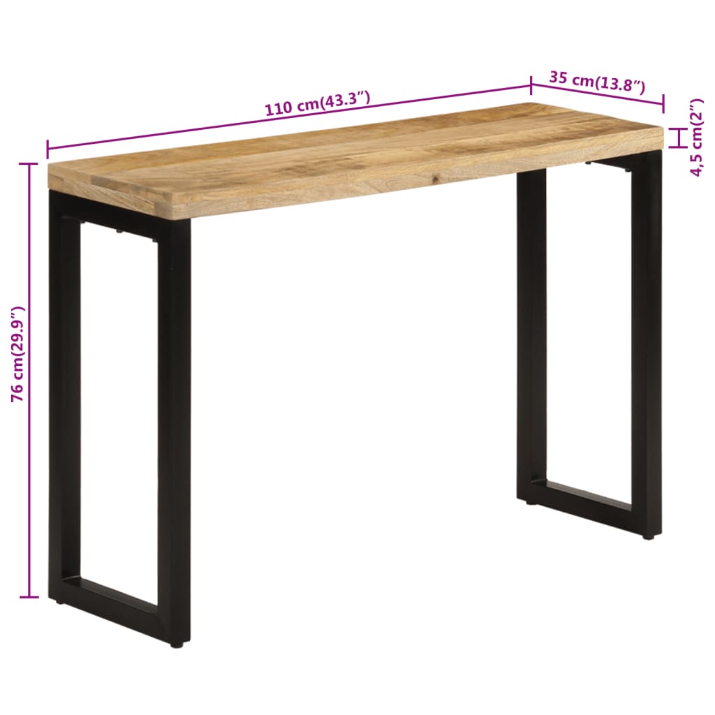 Wandtafel 110x35x76 cm massief ruw mangohout