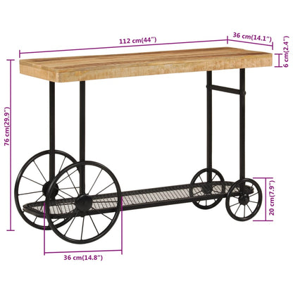 Wandtafel 112x36x76 cm massief mangohout en ijzer