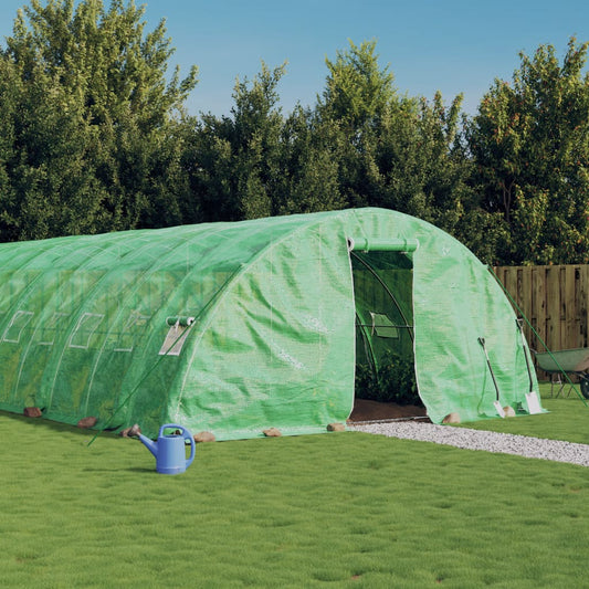 Tuinkas met stalen frame 80 m² 16x5x2,3 m groen