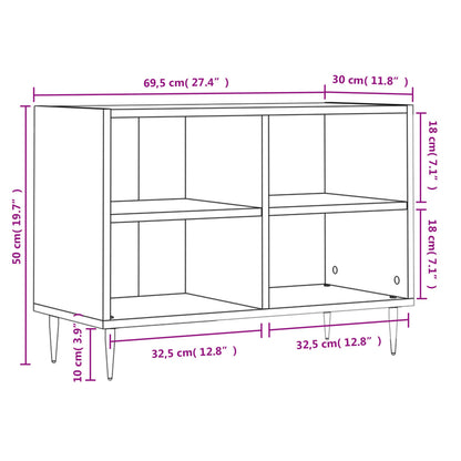 Tv-meubel 69,5x30x50 cm bewerkt hout wit