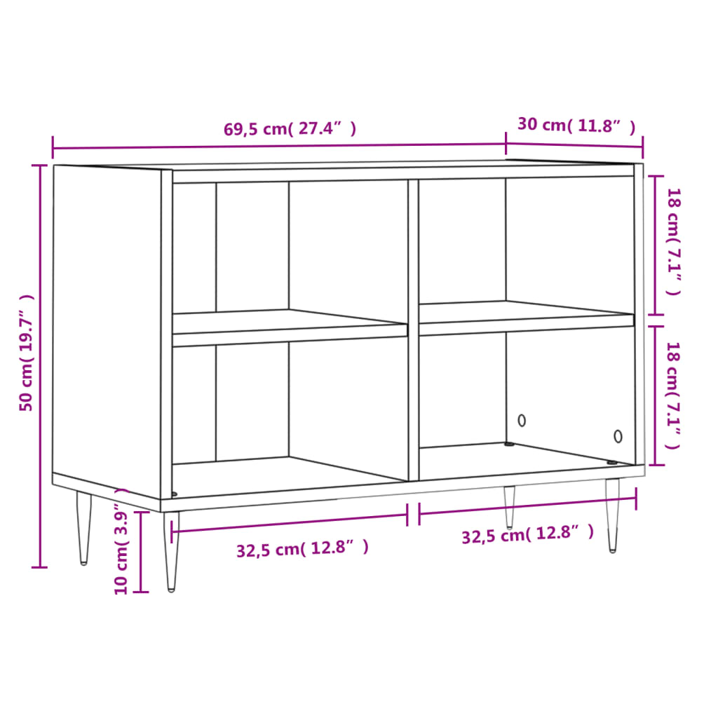 Tv-meubel 69,5x30x50 cm bewerkt hout gerookt eikenkleurig