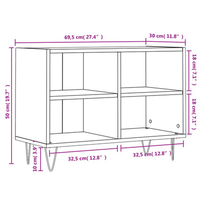 Tv-meubel 69,5x30x50 cm bewerkt hout zwart