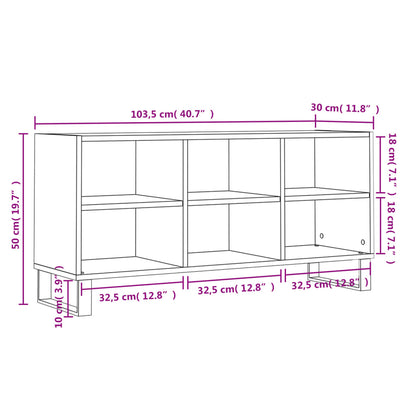 Tv-meubel 103,5x30x50 cm bewerkt hout hoogglans wit