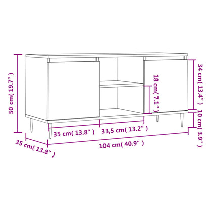 Tv-meubel 104x35x50 cm bewerkt hout wit