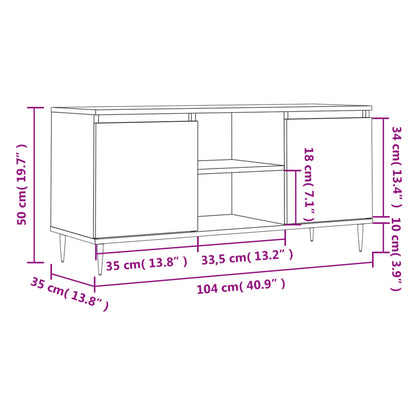 Tv-meubel 104x35x50 cm bewerkt hout hoogglans wit