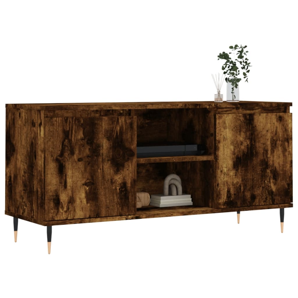 Tv-meubel 104x35x50 cm bewerkt hout gerookt eikenkleurig