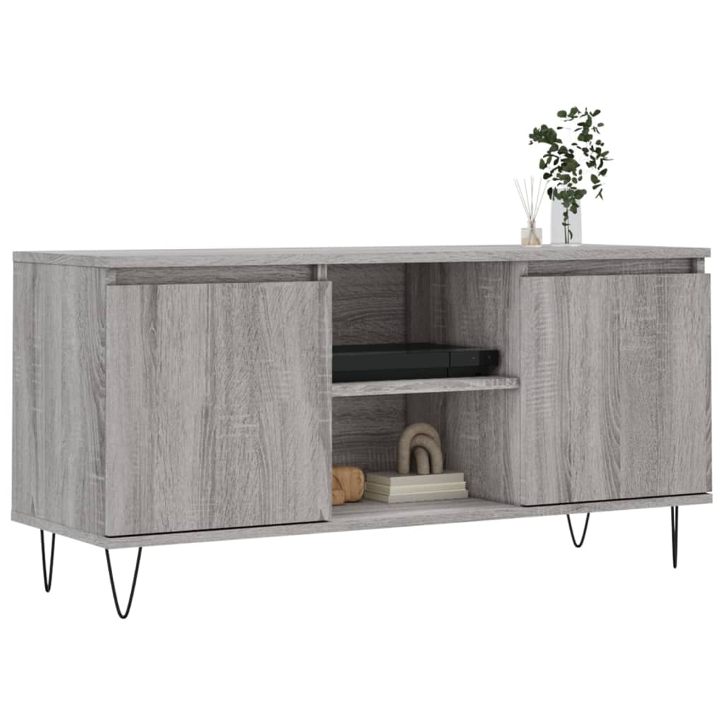 Tv-meubel 104x35x50 cm bewerkt hout grijs sonoma eikenkleurig