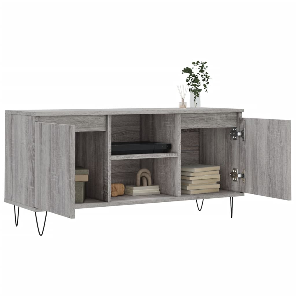 Tv-meubel 104x35x50 cm bewerkt hout grijs sonoma eikenkleurig