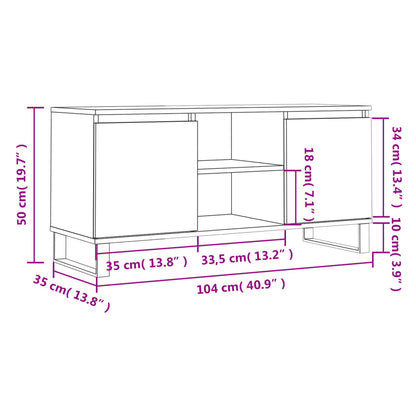 Tv-meubel 104x35x50 cm bewerkt hout wit