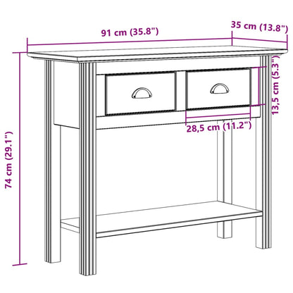 Wandtafel BODO 91x35x74 cm massief grenenhout grijs