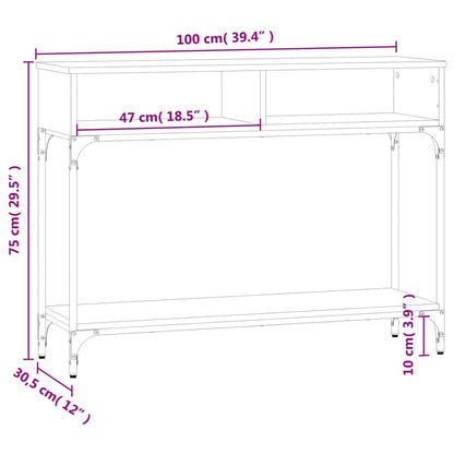 Wandtafel 100x30,5x75 cm bewerkt hout zwart