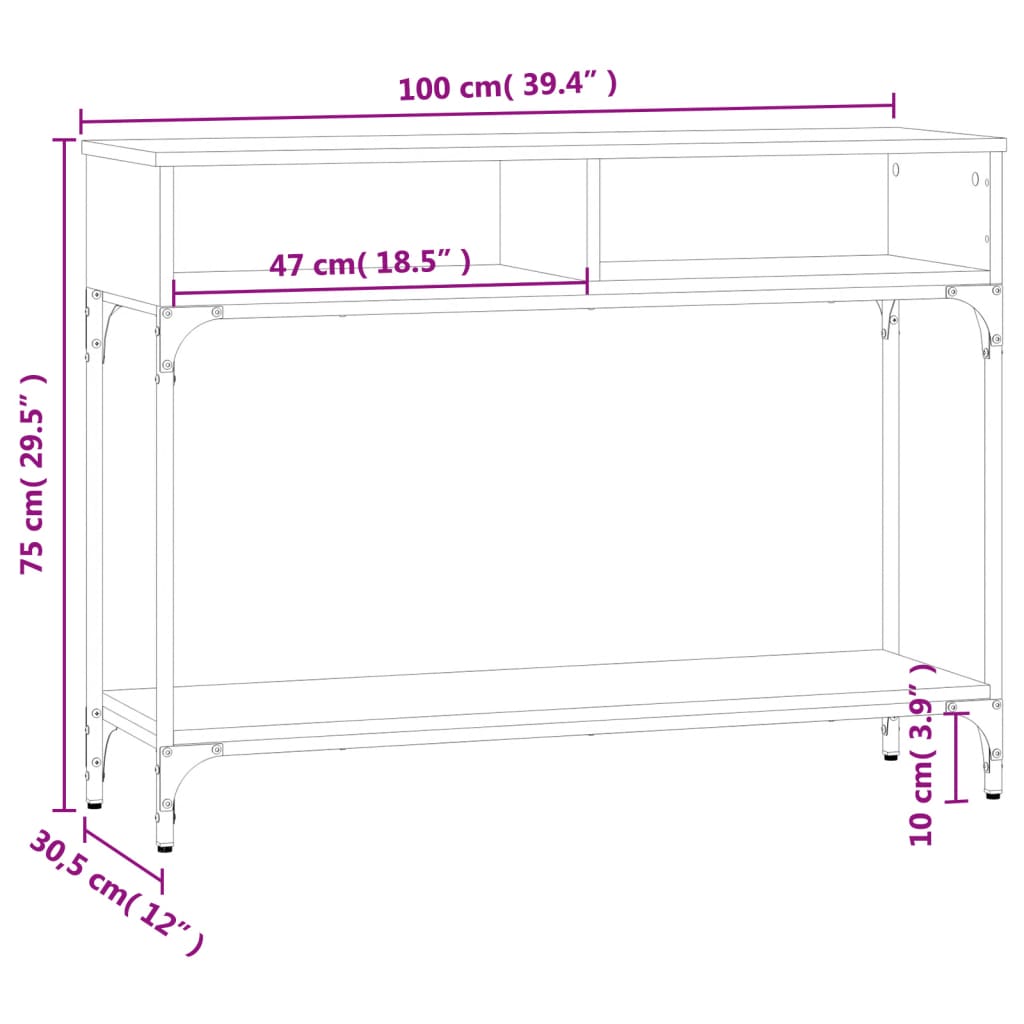 Wandtafel 100x30,5x75 cm bewerkt hout bruin eikenkleur