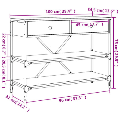 Wandtafel met lades en schappen bewerkt hout grijs sonoma eiken