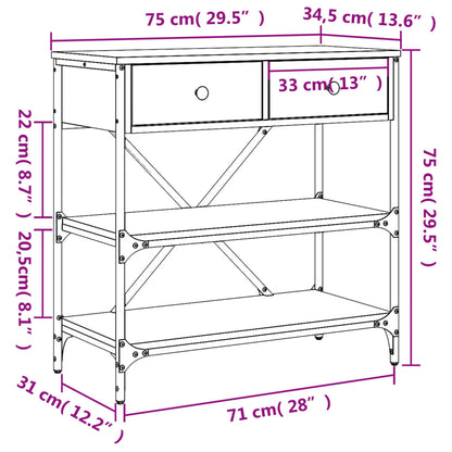 Wandtafel 75x34,5x75 cm bewerkt hout gerookt eikenkleurig