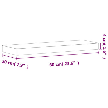 Wandschap 60x20x4 cm massief beukenhout