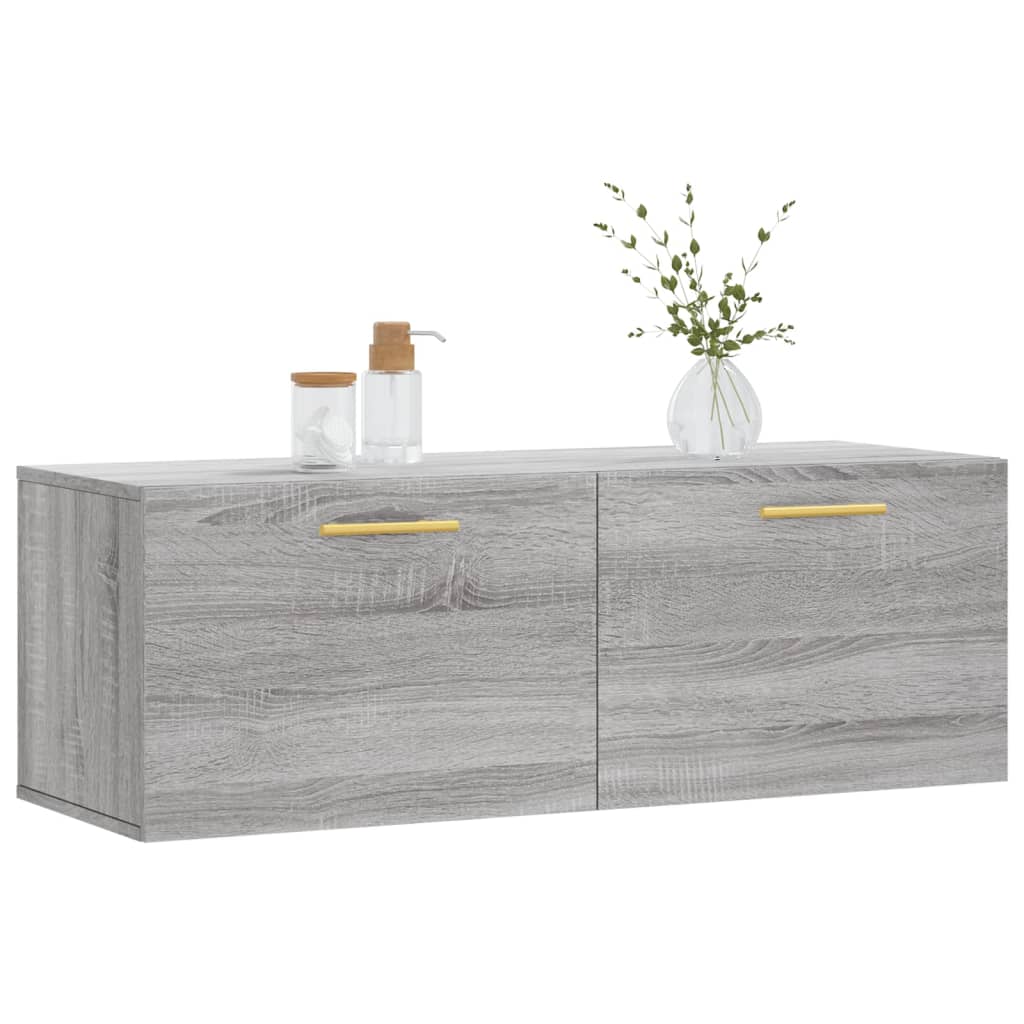 Wandkast 100x36,5x35 cm bewerkt hout grijs sonoma eikenkleurig