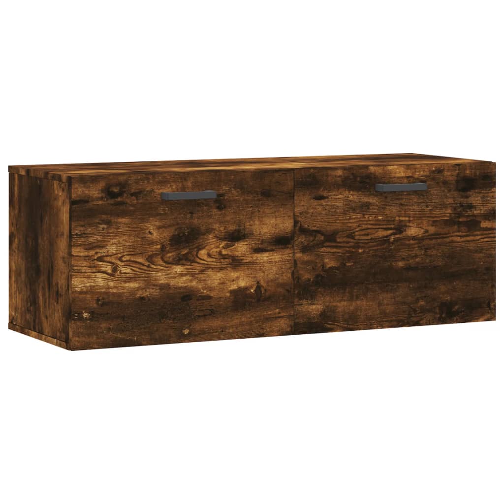 Wandkast 100x36,5x35 cm bewerkt hout gerookt eikenkleurig