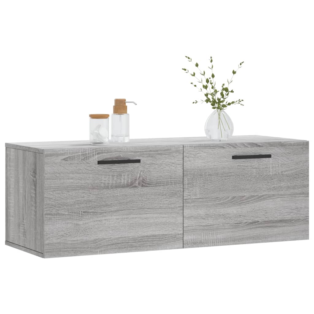 Wandkast 100x36,5x35 cm bewerkt hout grijs sonoma eikenkleurig