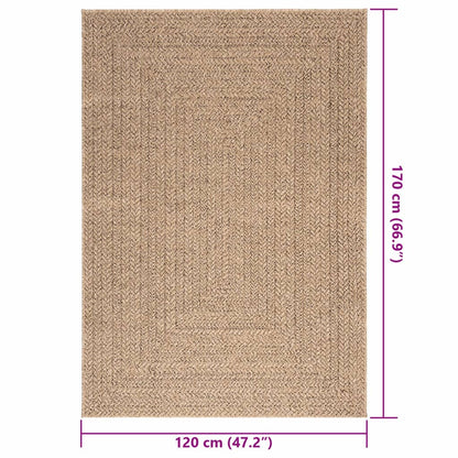 Vloerkleed ZIZUR binnen en buiten 120x170 cm jute look