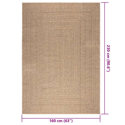 Vloerkleed ZIZUR binnen en buiten 160x230 cm jute look