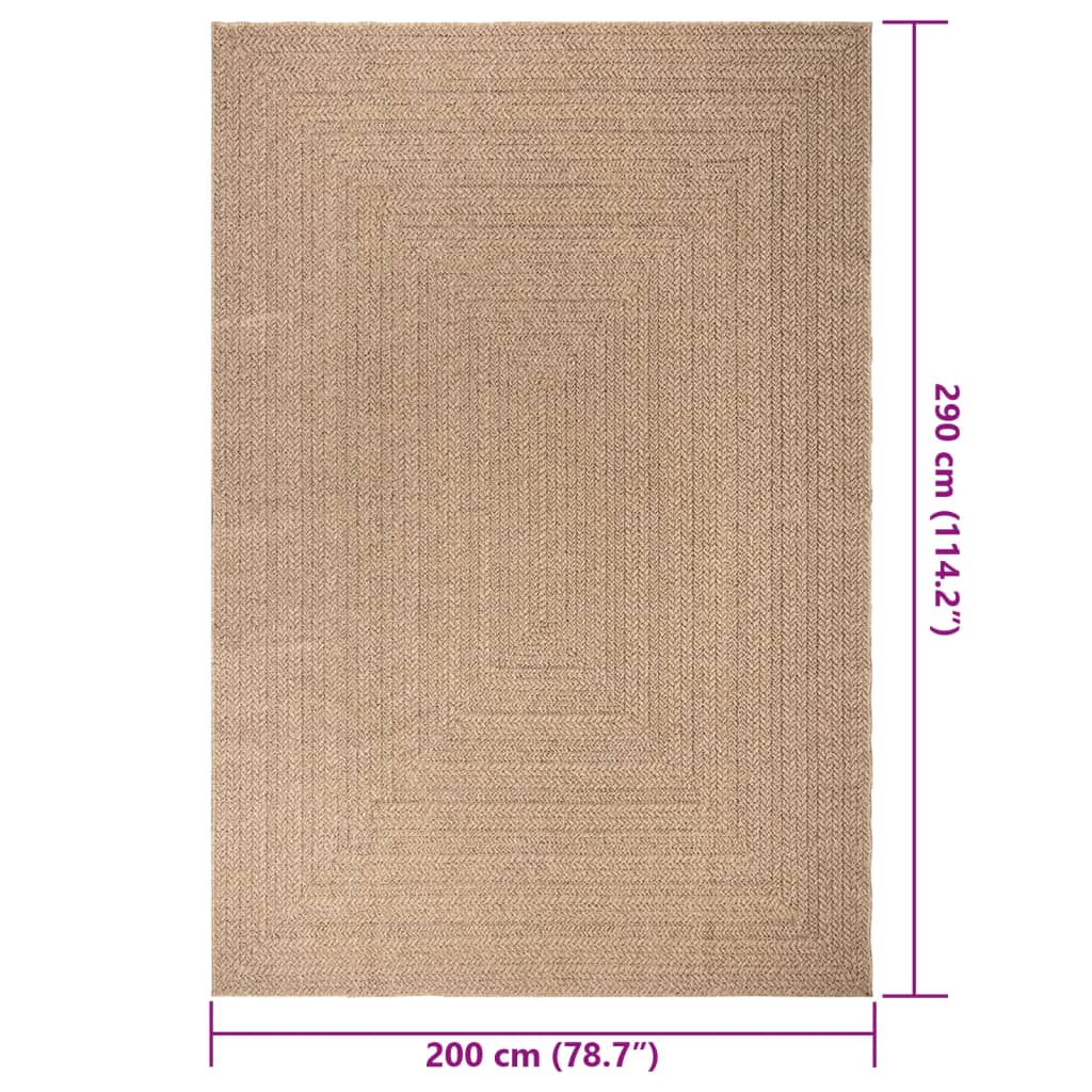 Vloerkleed ZIZUR binnen en buiten 200x290 cm jute look