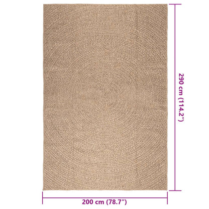 Vloerkleed ZIZUR binnen en buiten 200x290 cm jute look