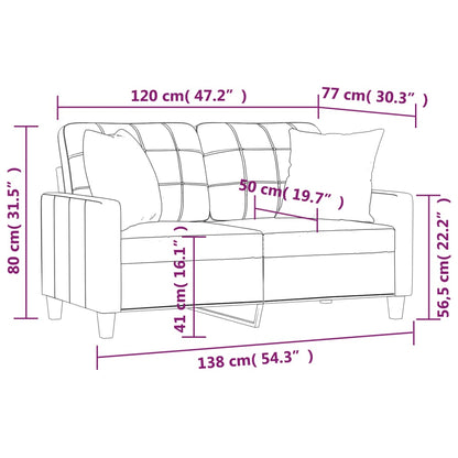 Tweezitsbank met sierkussens 120 cm kunstleer zwart