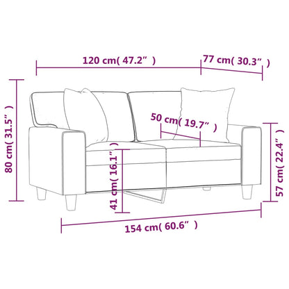 Tweezitsbank met sierkussens 120 cm kunstleer grijs