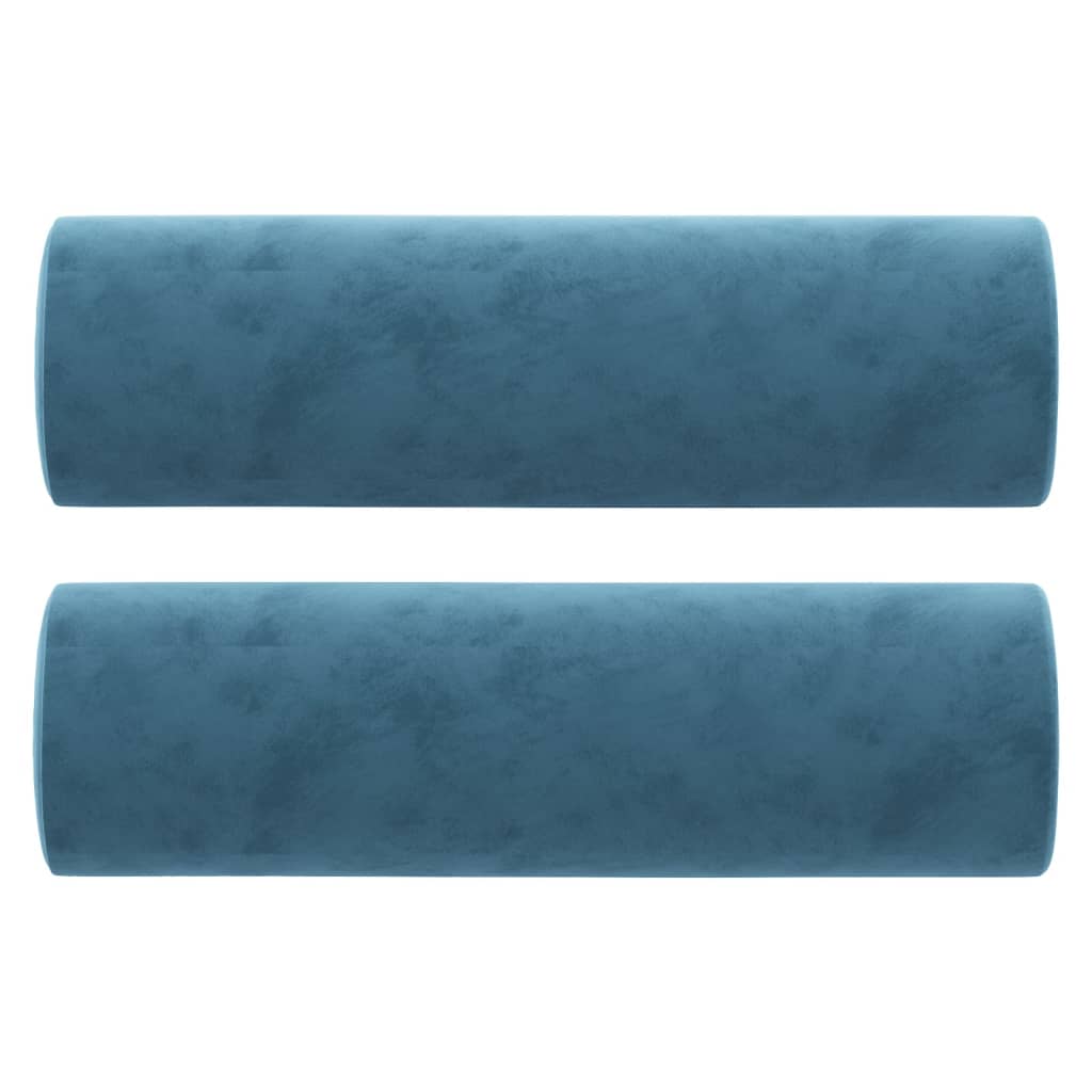 Tweezitsbank met sierkussens 120 cm fluweel blauw