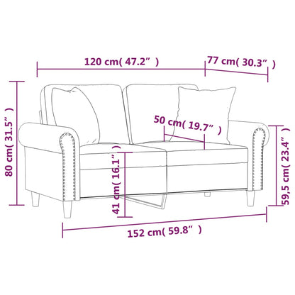 Tweezitsbank met sierkussens 120 cm kunstleer grijs