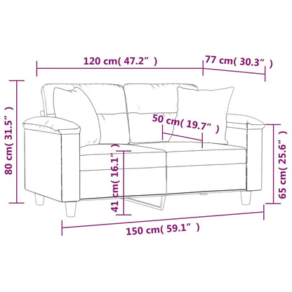 Tweezitsbank met kussens 120 cm microvezelstof crèmekleurig