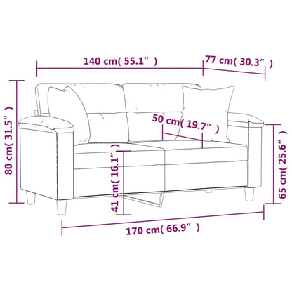 Tweezitsbank met kussens 140 cm microvezelstof zwart