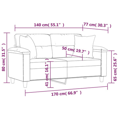 Tweezitsbank met kussens 140 cm microvezelstof crèmekleurig