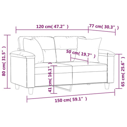 Tweezitsbank met sierkussens 120 cm kunstleer zwart