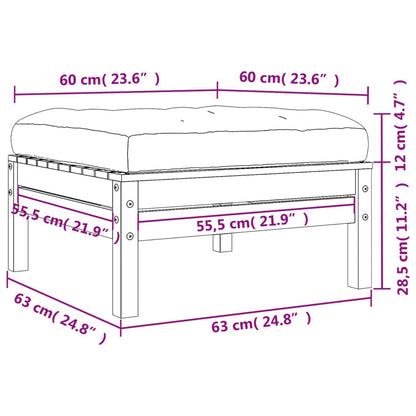 Tuinvoetenbanken met kussens 2 st massief grenenhout wasbruin