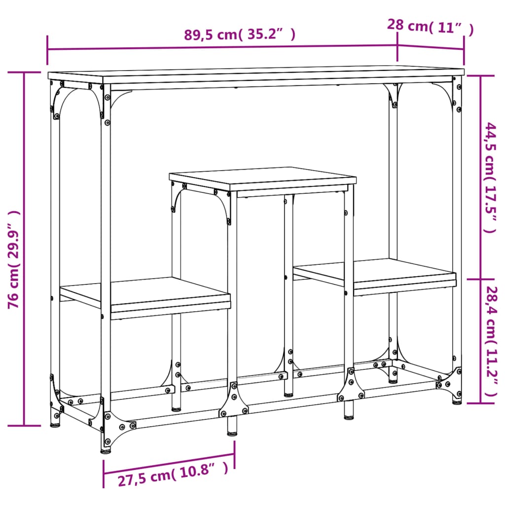 Wandtafel 89,5x28x76 cm bewerkt hout zwart