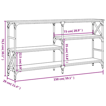 Wandtafel 150x29x76,5 cm bewerkt hout zwart