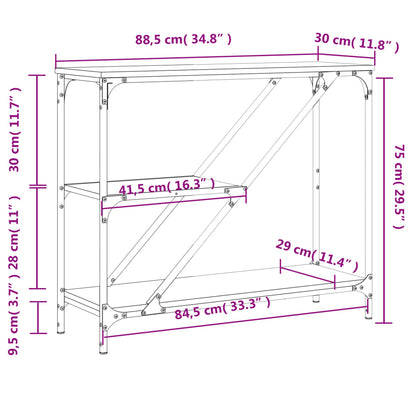 Wandtafel 88,5x30x75 cm bewerkt hout gerookt eikenkleurig