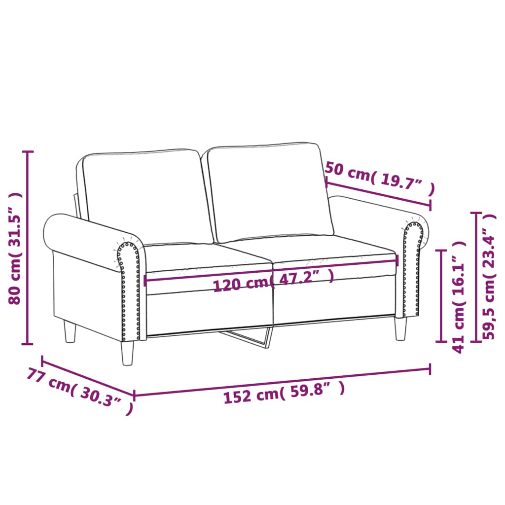 Tweezitsbank 120 cm kunstleer zwart