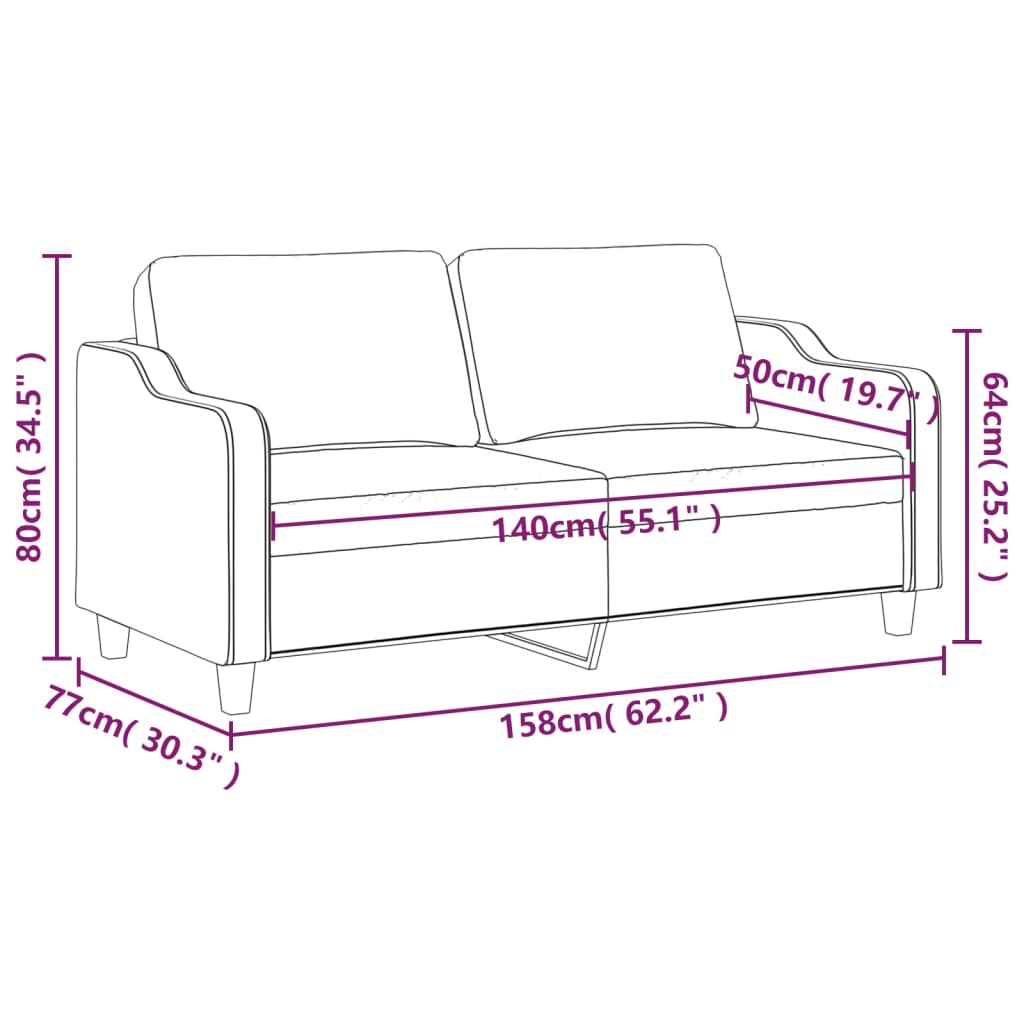 Tweezitsbank 140 cm stof wijnrood