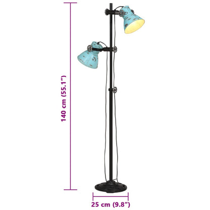 Vloerlamp 25 W E27 25x25x90/140 cm verweerd blauw