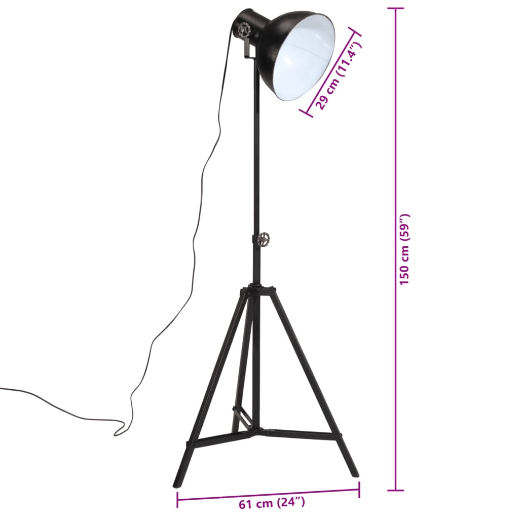 Vloerlamp 25 W E27 61x61x90/150 cm zwart