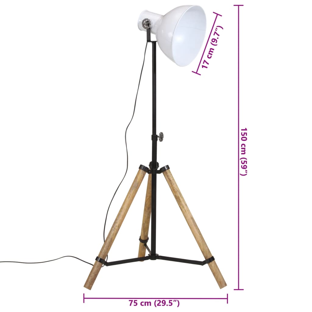 Vloerlamp 25 W E27 75x75x90-150 cm wit