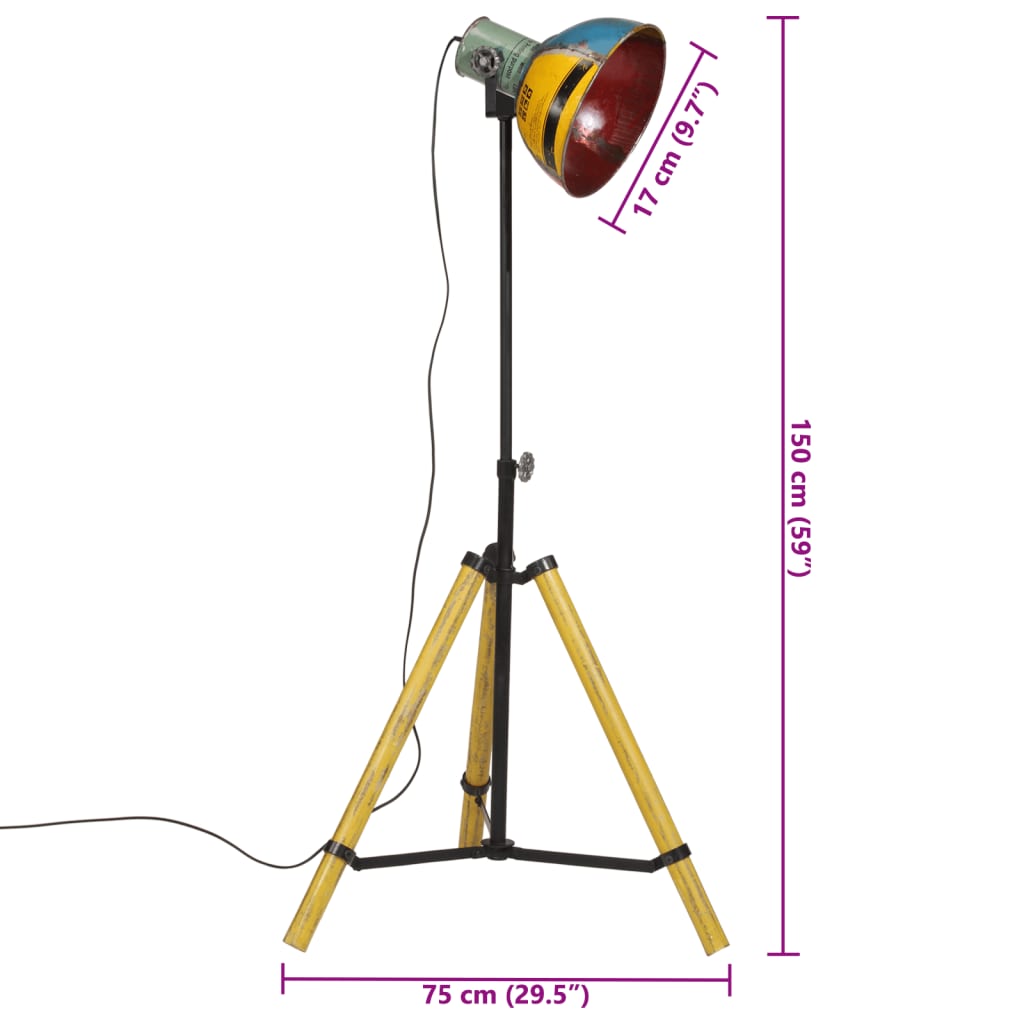 Vloerlamp 25 W E27 75x75x90-150 cm meerkleurig