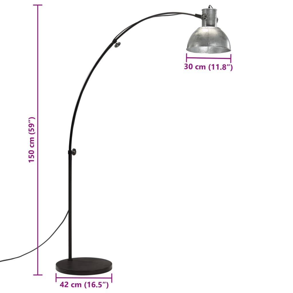 Vloerlamp 25 W E27 150 cm vintage zilverkleurig